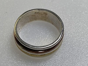 Vintage Sterling Silver 925 Ring Spinner Three Tones Brass and Copper Size U1/2 - Picture 1 of 5