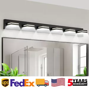 47'' Vanity 6 Light LED Modern Matte Black for Bathroom Mirror Wall Lamp Fixture - Picture 1 of 10