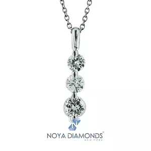 0.53 CARAT E SI1 3 STONE JOURNEY DIAMOND PENDANT 14K WHITE GOLD - Picture 1 of 1