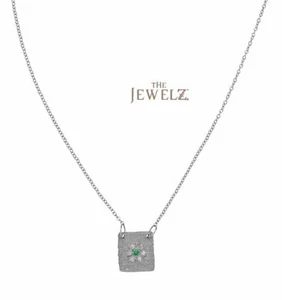 14K Weißgold VS/F-G Diamant und Smaragd Collier - The Jewelz - Neu - Bild 1 von 4