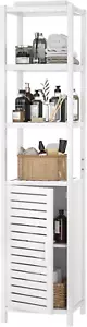 Bamboo Narrow Bathroom Storage Cabinet, 6-Tier 67 Inch Tall Floor Standing Slim - Picture 1 of 7
