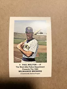 1984 Brewers Police Card Paul Molitor West Allis PD - Picture 1 of 1