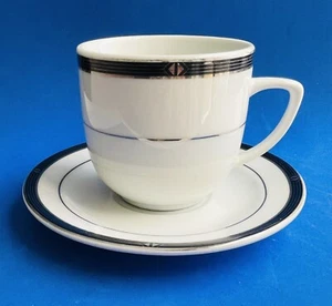 Delta Airlines International First Class Cup & Saucer - Cobalt and Platinum - Picture 1 of 7