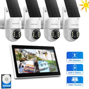 Wireless Solar Home Security Camera System with 10CH NVR 500GB HDD PTZ,Color,2K - Picture 1 of 9