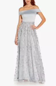ADRIANNA PAPELL Embroidered Floral Off the Shoulder Gown (size 12) - Picture 1 of 4