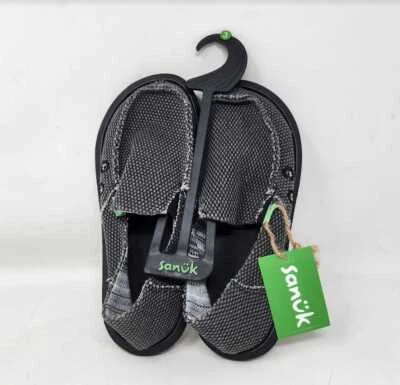 Novo sapato slip on vagabundo juvenil Sanuk infantil grande 3 preto - Imagem 1 de 4