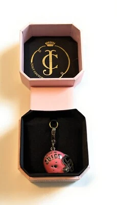 NEW NIB JUICY COUTURE Pink Enamel FOOTBALL HELMET CHARM Silver Plated YJRUOC48 - Image 1 of 4