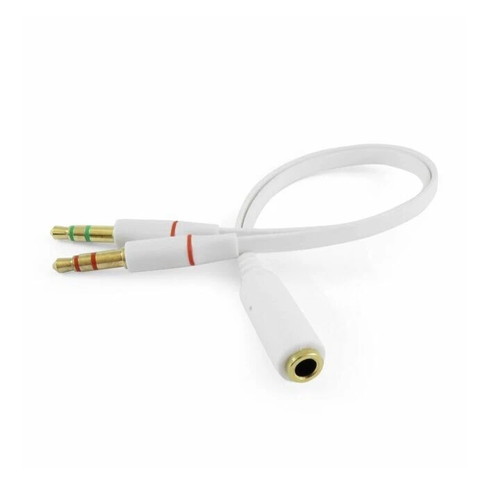 3.5mm Female to 2x 3.5mm Male Headphone Mic Audio Y Splitter Cable White - Image 1 of 1
