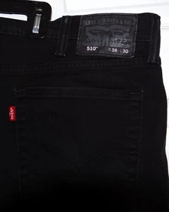 Authentic Levis 510 Slim Fit Skinny Leg Men's Dark Black Jeans Sz 38x30 - Picture 1 of 8