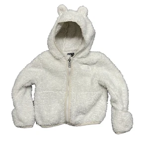 The North Face Bear Hoodie Jacket Kids 12-18m White Sherpa Fleece Jacket - Picture 1 of 6