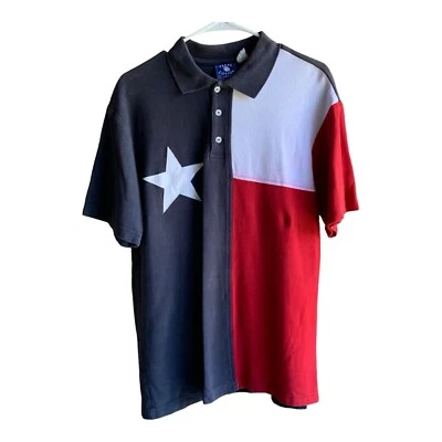 Texas Cotton Men’s Sz Large Polo Shirt  Lone Star Texas Flag Polo Short Sleeve - Image 1 of 4