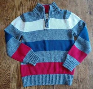 Lands' End Gray Striped Sweater 100% Cotton Boys 8 Small Holidays Christmas - Picture 1 of 8