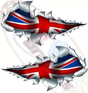 Medium Size Union Flag Metal Rip Open Sticker 4X4 Race Car Truck Van Off Road - Picture 1 of 1