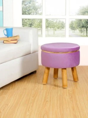Ottoman Pouffes for Sitting Stool for Living Room Puffy Wooden Stools 16x16x17in - Image 1 of 4