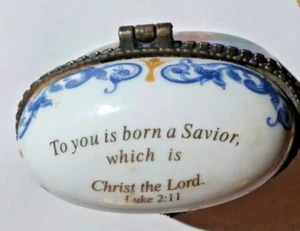Trinket Box Christmas Nativity Porcelain Luke 2:11 “To You Is Born A Savior” - Picture 1 of 6