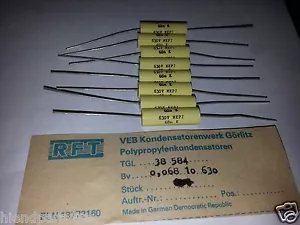 8 piezas NUEVO DE LOTE ANTIGUO 68nF 0.068uF 630V TAPAS DE AMPLIFICADOR DE TUBO MKPI HIEND ALEMANIA! - Imagen 1 de 1