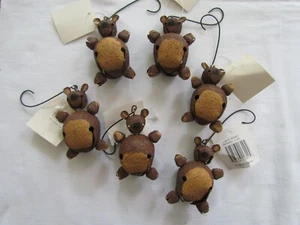 Teddy Bear Jingle Bell Ornament - Tender Heart Treasure Novelty bells 6pc NEW - Picture 1 of 7