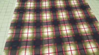 Vintage 1950's Cotton Flannel Plaid Fabric BY THE REMNANT PIECE X 34" EACH  - Image 1 of 4