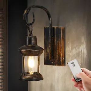Remote Battery Operated Wall Sconce Rechargeable Oil Rub Bronze Finish Exterior - Picture 1 of 12