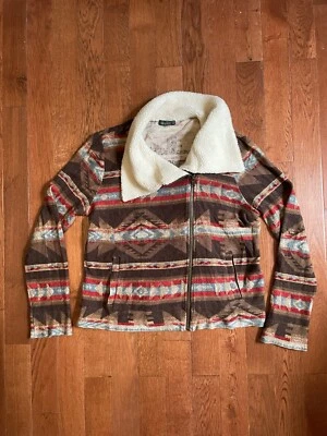 LRL Lauren Jeans Co. Chaqueta forrada de sherpa con estampado azteca del suroeste talla mediana Foto 1 de 4