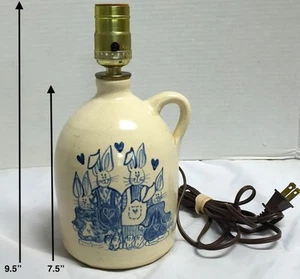 *Primitive* Salt Glazed Pottery*small*Bunny Lamp*Light* - Picture 1 of 1