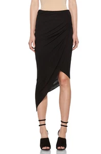 HELMUT LANG Helix Asymmetrical Drape Skirt in Black Size P XS - Picture 1 of 4
