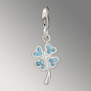Colgante de plata - Charm - TRÉBOL - Swarovski - Aguamarina - Plata de ley 925 - Imagen 1 de 1