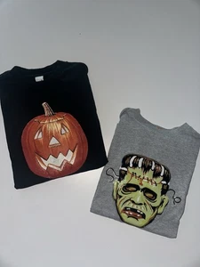 Vintage Boys L 10/12 GAP TARGET Halloween Shirts Frankenstein Jack O Lantern SET - Picture 1 of 9
