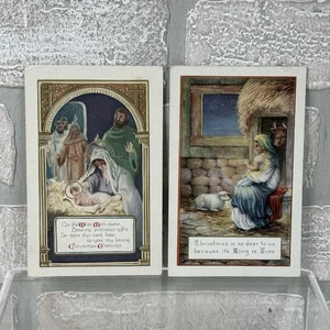 2 Weihnachten Religiöse Krippe Vintage Postkarten Maria Jesuskind - Bild 1 von 10