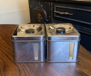 Vintage Lincoln BeautyWare  Chrome Coffee & Tea Canister Stainless Steel Retro - Picture 1 of 23