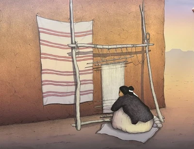 Litografía Navaho Woman Weaving edición limitada de R. C. Gorman, 1983 arte navajo Foto 1 de 4