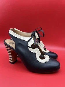 John Fluevog Levitation Leather Shoes Black & Ivory Women’s US 9.5 NEW - Picture 1 of 11