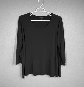 Eileen Fisher 100 % Seide Relaxed Langarm Oberteil Damen Gr. 2XL Seitenschlitz schwarz " - Bild 1 von 4