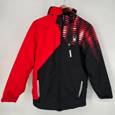 Chaqueta Spyder Niños 18 Rojo Negro Esquí Snowboard Emboscada Chaqueta Con Capucha Foto 1 de 4