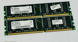 1GB (2x512MB) Infineon HYS64D64320HU-5-C DDR1 PC3200U 400MHz Computer Memory Kit - Picture 1 of 3