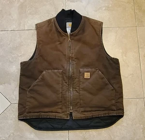 Gilet da lavoro vintage Y2K Carhartt V02 DKB tela uomo taglia L reg bello usura e dissolvenza - Foto 1 di 18