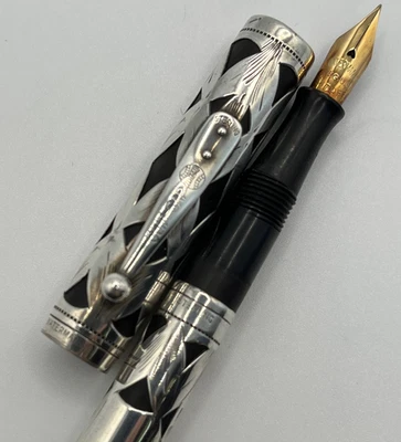 Superposición de filigrana Waterman 452 1/2 Sterling Basketweave FP - 14K Flex Nuevo en caja Foto 1 de 4