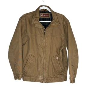 Dri Duck Jacket Mens M Canvas Flannel Lined Chore Coat Bomber Tan Maverick - Picture 1 of 8