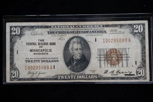 1929 $20 National Note - Federal Reserve of Minneapolis in Great Condition - Picture 1 of 2