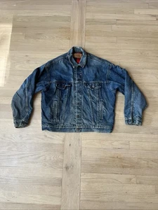 Chaqueta de Jean de Camionero Levis Para Hombres L Azul Búfalo Forrada a Cuadros Hecha en EE. UU. 70417-0814 DE COLECCIÓN - Imagen 1 de 17