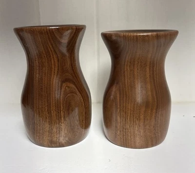 Wooden Vases Hand Turned Solid Wood Home Decor Set Of 2 - Image 1 of 4