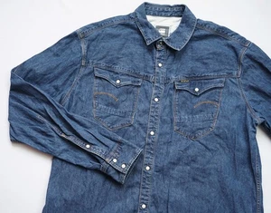 G-Star Raw Denim Arc 3D Shirt L/S mens Pearl Snap Long Sleeve top size 2XL XXL - Picture 1 of 8