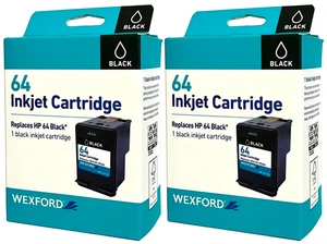 WEXFORD Inkjet Cartridge, Replaces HP 64, Black -Pack of  2 Ink Cartridges - Picture 1 of 2