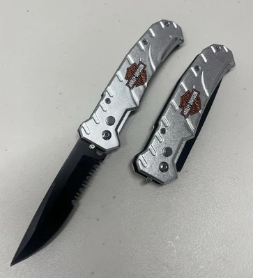 8" Harley Davidson Tactical Rescue Survival Pocket Knife - Image 1 of 4