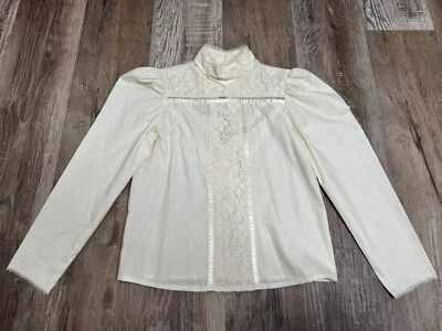 Jeunes Filles Gunne Sax Girls Button Up Blouse Size 12 Lace Polyester Mock Neck - Image 1 of 4