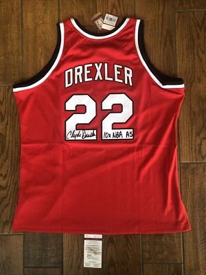 CLYDE DREXLER Signed Portland Trailblazers Mitchell Ness Jersey 10x NBA AS - JSA - Image 1 of 4