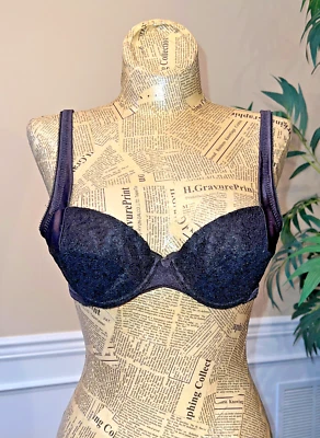 Vintage 90s Wonderbra #7120 Underwire Non Push-Up Light Padding Bra Black Sz 34A - Image 1 of 4