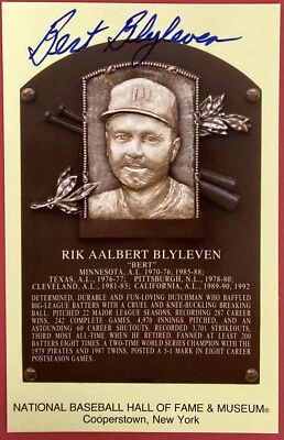 Bert Blyleven Signed Gold HOF Plaque Postcard Yellow Autograph Twins JSA - Image 1 of 3