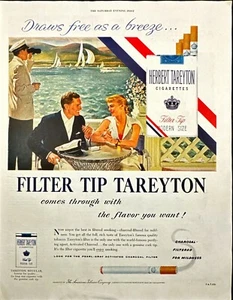 Anuncio impreso vintage junto al mar Tareyton Cigarettes Yacht Club 1955 - Imagen 1 de 5