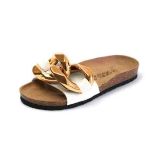 Women's 7.5 US White Cork Slippers Metal Ring Buckle Casual Breathable Beach San - Picture 1 of 6